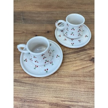 Kiraz Desenli El Yapımı Seramik Kupa, Mug, Türk Kahvesi