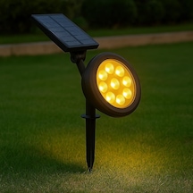 18w Güneş Enerjili Bahçe Armatürü 9 Led 3200k Günışığı, Ip65 Su Geçirmez Solar Spot Lamba, 20