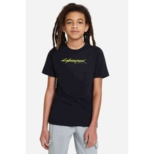 Tshirthane Cyberpunk 2077 Game Logo 4K Xm Baskılı Unisex Çocuk Siyah T-Shir