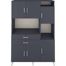 Hyperion Dolap 9 Raflı 2 Çekmeceli 6 Kapaklı 132x44x195 Antrasit-antrasit/antrasit Antrasıt/antrasıt