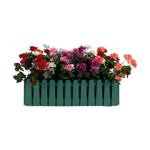 Yapay Çiçek Yeşil Çit Balkon Saksısı Renkli Açelya Çiçekli 55x20C