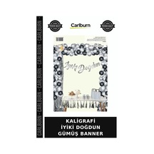 Premium Kaligrafi İyiki Doğdun Gümüş Banner Davet Salon Askılı Süs +3