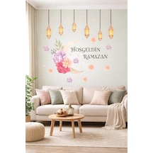 Sticker Hoş Geldin Ramazan Dekorlu Ahşap Kapı Süsü, Ramazan Süsleri, Sahur, İftar