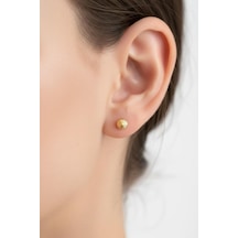 Çgk Çiğdem Gürel Kuyumculuk 14 Ayar 3mm Kalemli Top Altın Küpe Gold
