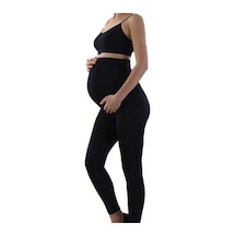 Bonbonetti Chocolate Baby & Kids Kadın Siyah Uzun Penye Pamuklu Hamile Taytı