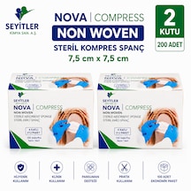 Seyitler Nova Nonwoven Kompres Steril 7,5cm X 7,5cm Spanç 100'lü Kutu - 2 Kutu
