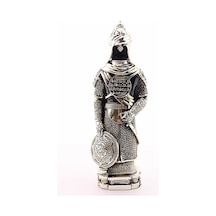 3 Boyut Büyük Boy 32 Cm Zırhlı Cevşen Ayetli Asker Gümüş Biblo Polyester Üzerine Metal Kaplama Biblo