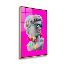 Boya Damlalı Pop Art Büst Gold Çerçeveli Cam Tablo