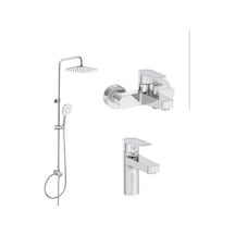 Artema Flow Square Krom Banyo Bataryası + Lavabo Bataryası + Artema LS20 Joy 3S Robot Tepe Duş Seti Krom