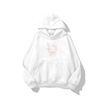 Startmore Unisex Hug Me Sweatshirt Hoodie Beyaz Beyaz