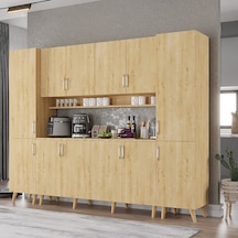 Della Kahve Köşesi Çok Amaçlı Dolap Kiler Mutfak Dolabı Meşe 210cm Meşe