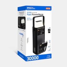 Acl Pw-112 22.5w Outdoor Hızlı Şarj Powerbank Siyah 30.000mah Kapasite, Çoklu Usb Çıkış, Dahili Ka Siyah