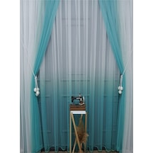 Tül Perde Çocuk Odası Yeni Tasarım Mint Renkli Renk Geçişli Değrade Sağ/sol Takım Tül Fon Perde Mint