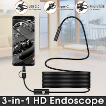 Endoskop 3 İn 1 Yılan Kamera Usb Micro Usb Type C 2m Sert Kablo