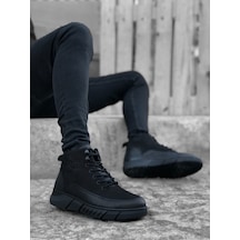 Boa BA0219 İçi Dışı Hakiki Deri Bağcıklı Siyah Erkek Spor Yarım Bilek Bot