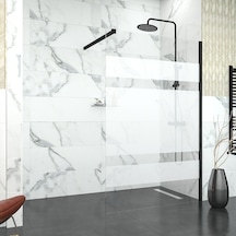 Tekno Duş Black Tetra 6mm Kumlamalı Cam Seperatör Duşakabin Yarı Beyaz