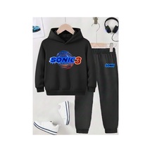 Stil-x Sonıc Baskılı Çocuk Eşofman Takımı, Şardonlu Soft Kumaş, Unısex Siyah-5