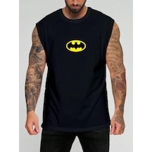 Batman Baskılı Kolsuz Tişört SIYAH