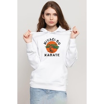 Cobra Kai Miyagi Do Karate Beyaz Kadın 3ip Kapşonlu Sweatshirt 001