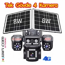4 Kameralı Çift Panelli 4g Solar Güvenlik Kamerası
