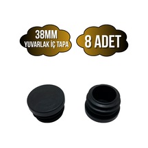 Yuvarlak Demir Profil İç Tapa Geçme Plastik Ayak Geçme Koruma Plastiği 38mm 8 Adet Siyah Siyah