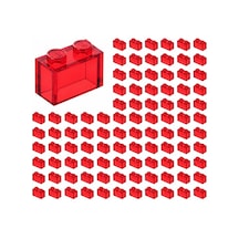 Yedek Parçalar: Brick: Duvar Parçası: 100 Adet 1x2 Şeffaf Kırmızı 3065 - Parts: Brick: 100 Piece 1x2 Trans Red 3065