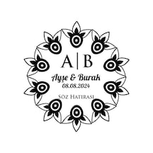 Kenarları Kabartmalı Kare Mühür Kına Nişan Düğün 3x3 Cm Özel Etiket / 50 Adet Sticker Beyaz