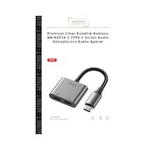 Premium Cihaz Kulaklık Kablosu Nb-r257a 2 Type-c Girişli Audio Dönüştürücü Kablo Aparat