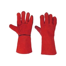 Novahub Ekstra Uzun Kalın Deri Kaynak Eldiveni Kırmızı/sarı