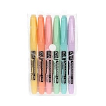 Kraf 345 Fosforlu Kalem Tipi Pastel Renkler 6'lı Paket Çok Renkli