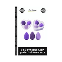 Özel Üretim Standlı Mutfak Dekoratif Pratik Hediye 3'lü Satandlı Kalp Şelkilli Sünger Mor