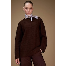 Defacto Regular Fit Bisiklet Yaka Ajurlu Triko Tunik G0710ax25wnbn330 Kahve-bn330
