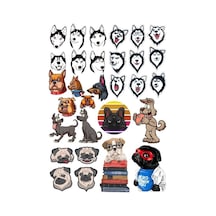 Sevimli Köpekler Sticker Set 25 Parça Telefon, Tablet, Defter, Laptop Sticker