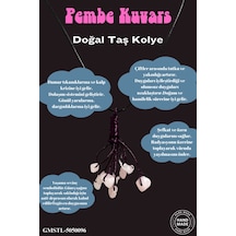 Sertifikalı Orijinal Doğal Taş Pembe Kuvars Taşı El Yapımı Bakır Tel Sarma Kolye Çok REnkli