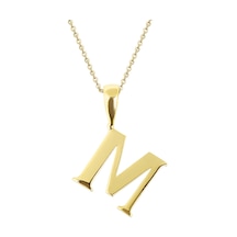Kuyumcudukkani Zincirli Altın Renk "m" Harfli Kolye Gold