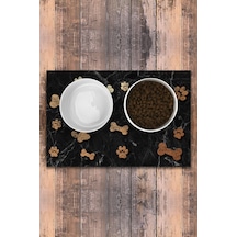 Evaşk  Vinil Kaymaz Tabanlı Keçe Baskılı Evcil Hayvan Pet Mama Paspası 25x40 Renk KEMİK PM05SKE