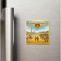 Retro Burkina Faso Ouagadougou Şehri Temalı Vintage Buzdolap Magneti 9x9 Cm