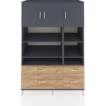 Kronos Dolap 10 Raflı 4 Çekmeceli 3 Kapaklı 132x59x195 Antrasit-antrasit/çam Antrasıt/atlas Çam