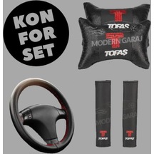 Tofaş Uyumlu Boyun Yastığı Kemer Kılıfı Dikmeli Direksiyon Kılıfı (447770250)
