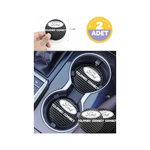 Ford Tourneo Connect Yazılı Karbon Araç Bardak Altlığı Ford Tourneo Connect Modeli İçin 7 Cm Şık Tasarım 2 Adet 2 Adet