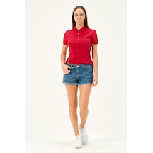 Msw Kadın Kısa Kollu Regular Fit Polo Yaka T-shirt Kırmızı