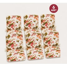 6adet Rattan Arkalıklı Sandalye Minderi Kalınlık 4cm İngiliz Gülü Pembe