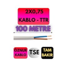 Öznur 2x0,75 Ttr Kablo Metre Seçenekli Beyaz - 100 Metre