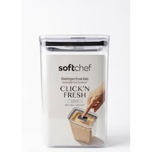 Tr Softchef Click'n Fresh Hava Geçirmez Dikdörtgen Plastik Erzak Kabı 3100 Ml - Vakumlu Tek Tuş Kapaklı Şeffaf Pla Genel