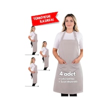 4 Adet Simple Ayarlanabilir Askılı Mutfak Önlüğü Açık Gri