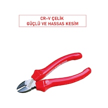 Yan Keski Opak Seri 180 Mm Krom Vanadyum Çelik Ergonomik Saplı Profesyonel Pense