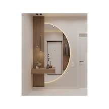Ledli Ayna, Yarımay Ayna, Dekoratif Ayna, Duvar Aynası, Konsol Aynası, Holl Aynası, Günışığı Led 160 X 60 Gümüş