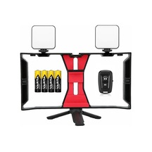 Tüm Cep Telefonları İle Uyumlu U Rig Cage Kafes Stabilizer , Mini Tripod Ve 2 Adet 64 Led Light