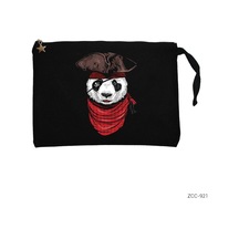 Zepplin Giyim Panda Korsan Siyah Clutch Astarlı Cüzdan / El Çantası