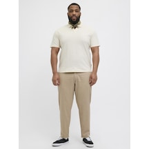 Jack & Jones Büyük Beden Keten Karışımlı Jogger Pantolon - Kane - 12278698 Crockery